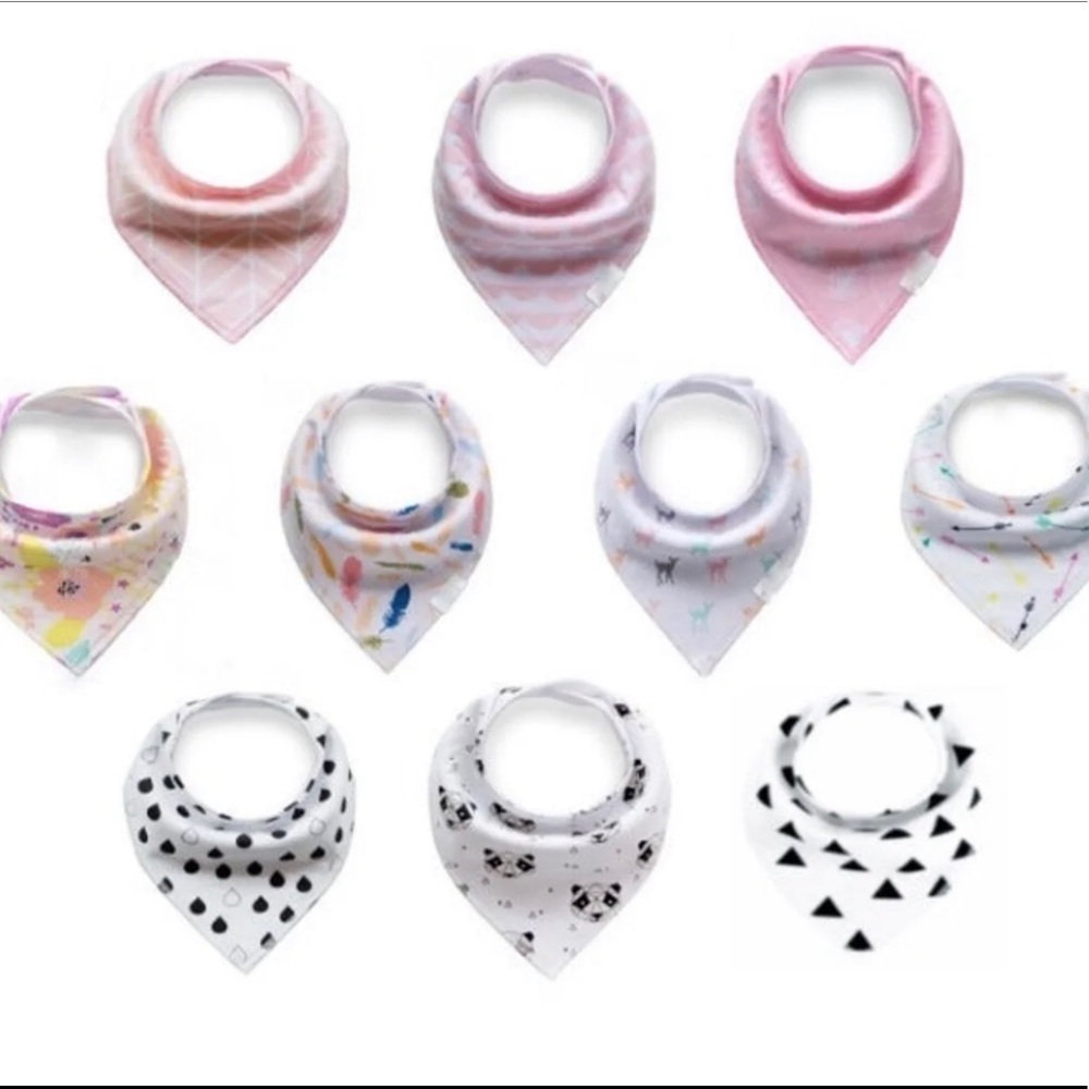 NEW 10 Organic cotton Baby Bandana Bibs for Girls